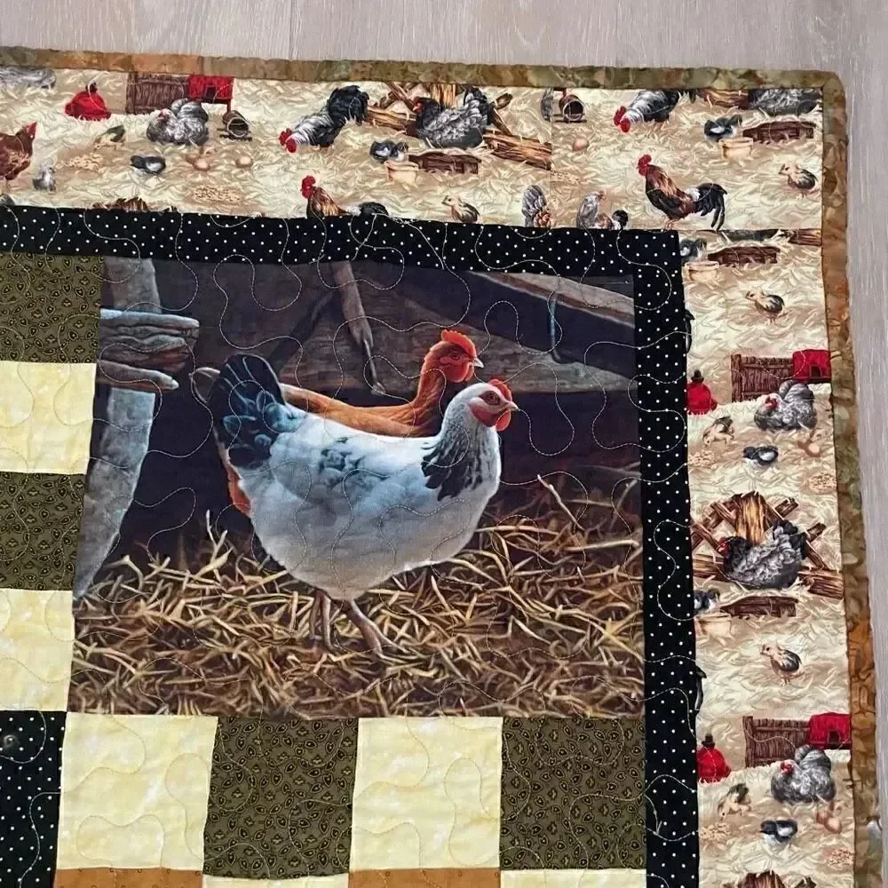 Handmade Baby Animals Cubs Quilt Multicolor Cotton One Size